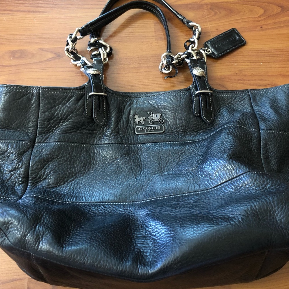 Black leather Coach purse.